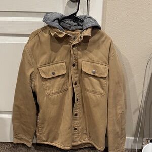 Jachs Tan Shirt Jacket with Gray Hood